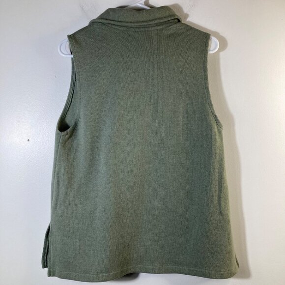 Womens FH Clothing Co Sweater Vest Soft Cotton Zip Green M Cotton Pockets Side S - Picture 2 of 9